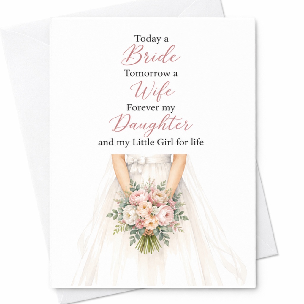 Today A Bride Tomorrow A Wife Forever My Daughter Wedding Card Sentimental Card For Daughter From Parents Bride Keepsake C3107