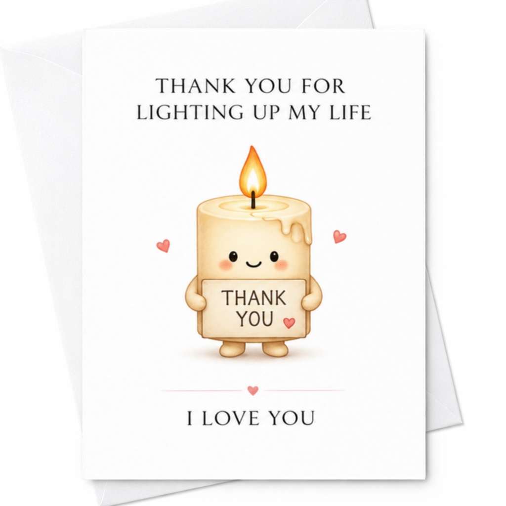 Thank You For Lighting Up My Life I Love You Card Cute Romantic Thank You Card For Partner Anniversary Sweet Candle C3109
