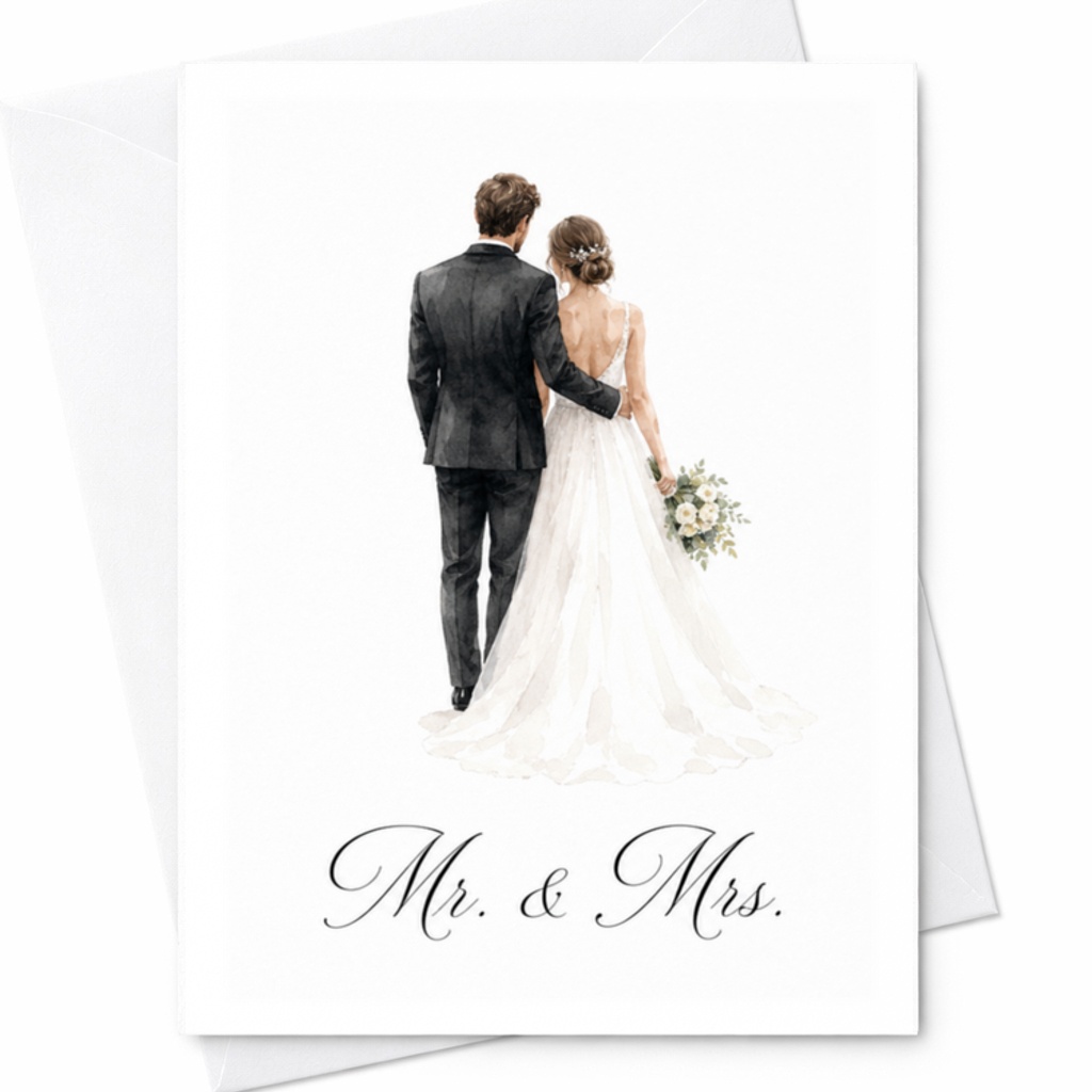 Mr. & Mrs. Elegant Wedding Card Newlyweds Celebration Romantic Greeting Card Perfect For Bride And Groom Special Day C3113