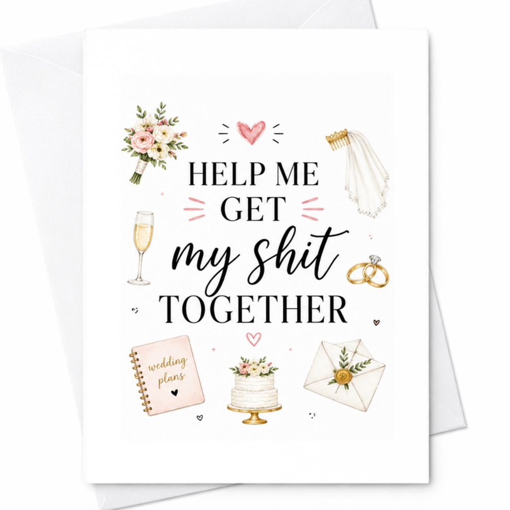 Help Me Get My Shit Together Funny Wedding Card Bride To Be Engagement Card Bridal Shower Wedding Planning Card C3116