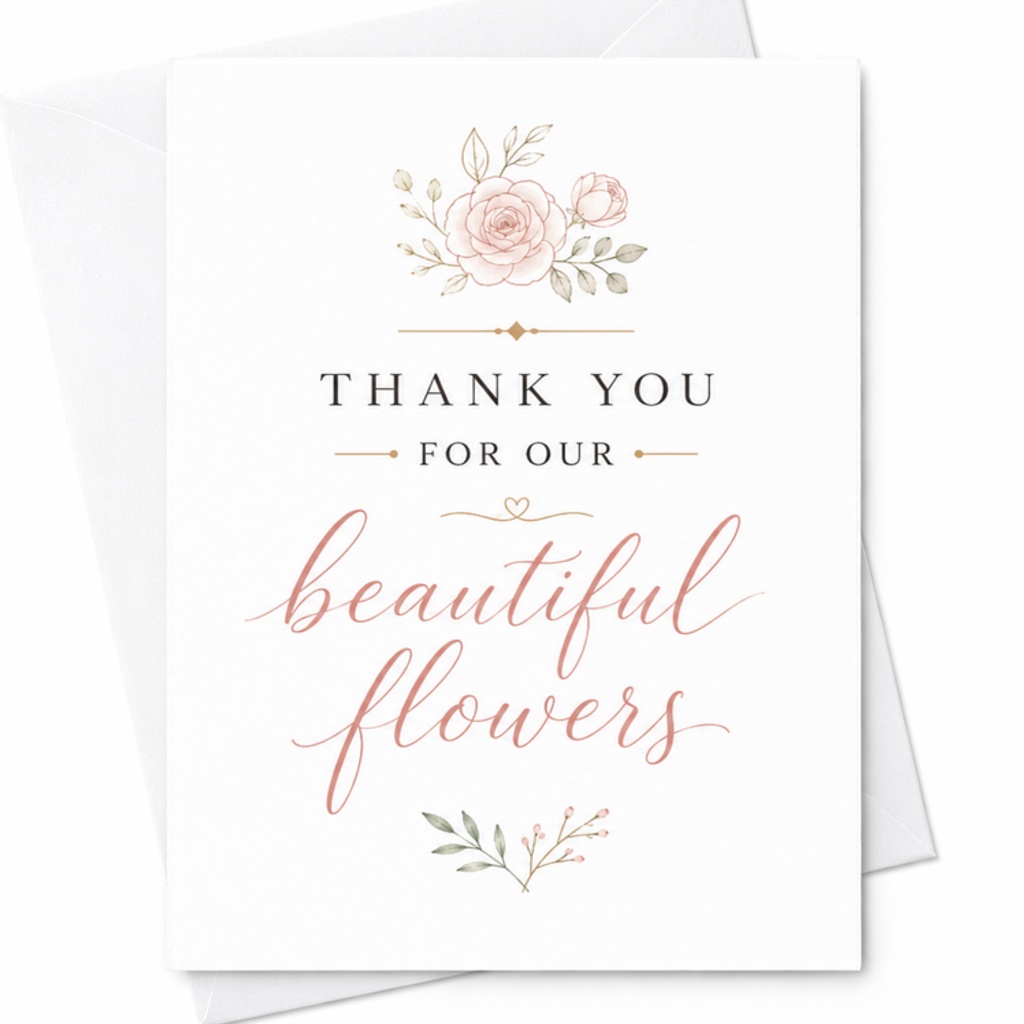 Thank You For Our Beautiful Flowers Wedding Thank You Card Elegant Vendor Appreciation Floral Bridal Suppliers C3146