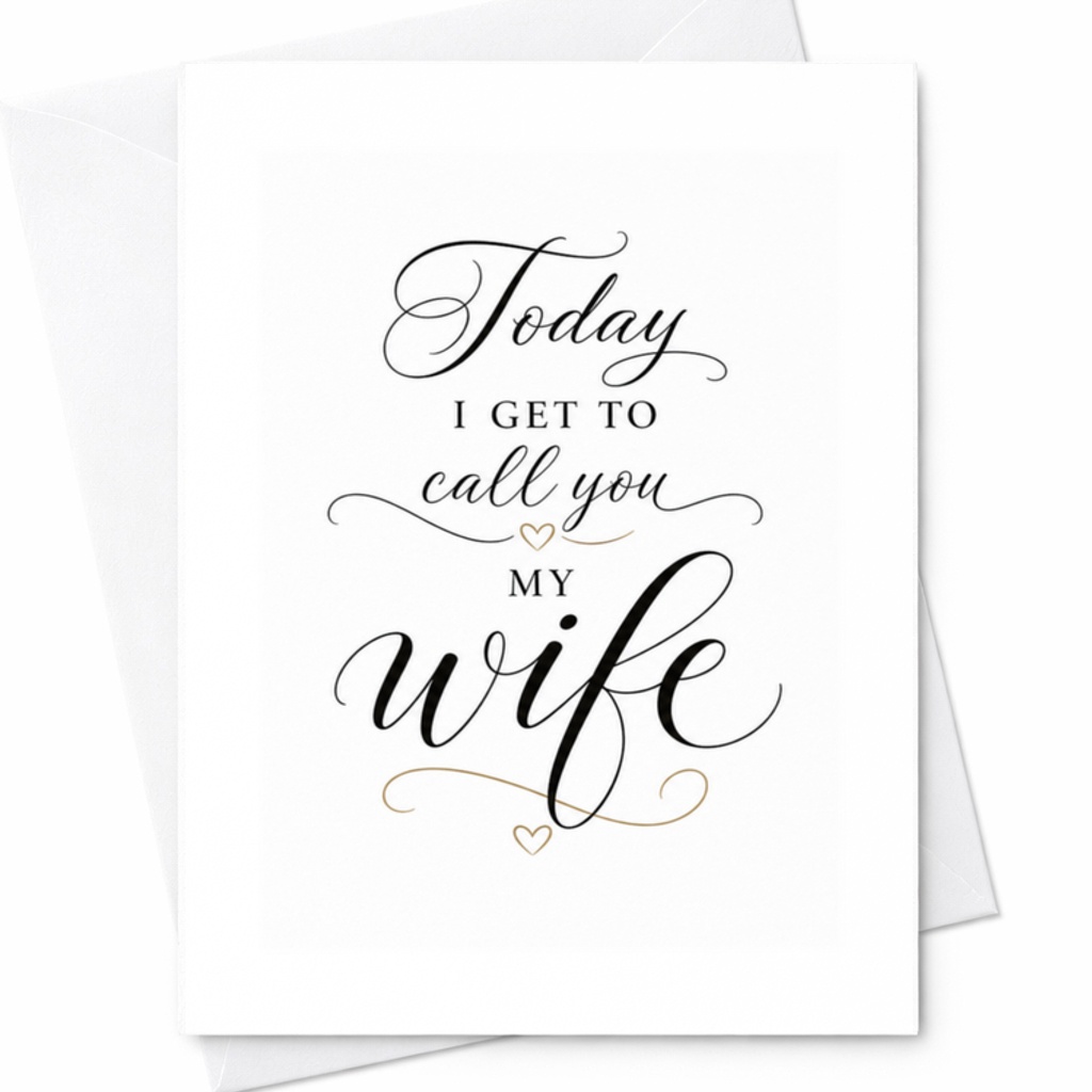 Today I Get To Call You My Wife Wedding Card Romantic Greeting For Bride From Groom Sweet Marriage Ceremony Love Card C3147