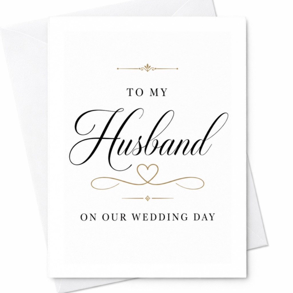 To My Husband On Our Wedding Day Romantic Wedding Card For Groom Sentimental Marriage Ceremony Love Note From Bride C3149