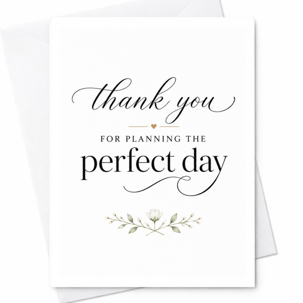 Thank You For Planning The Perfect Day Wedding Thank You Card Elegant Gratitude Card For Wedding Planner Organizer Bride C3139