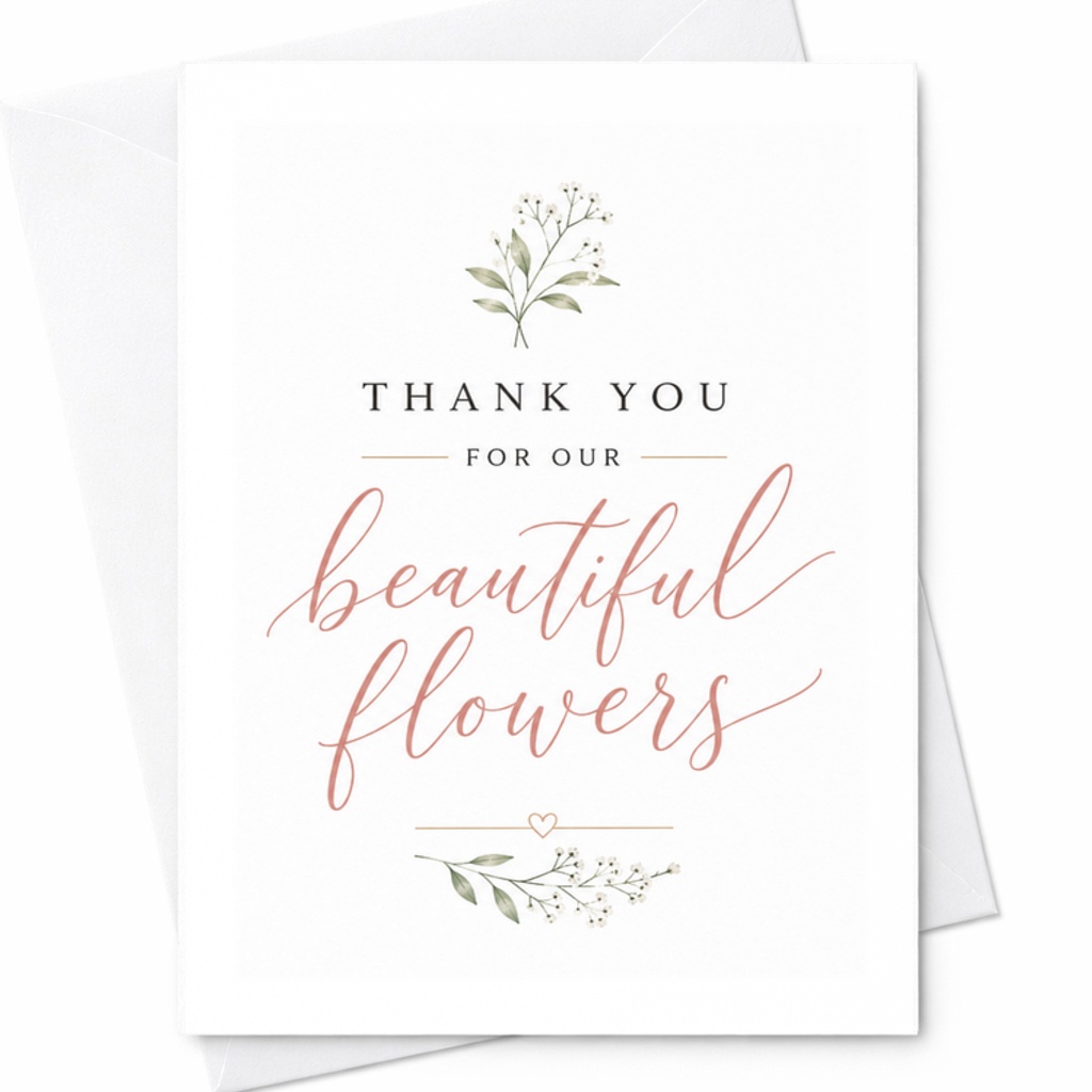 Thank You For Our Beautiful Flowers Wedding Thank You Card Elegant Vendor Appreciation Floral Bridal Suppliers C3144