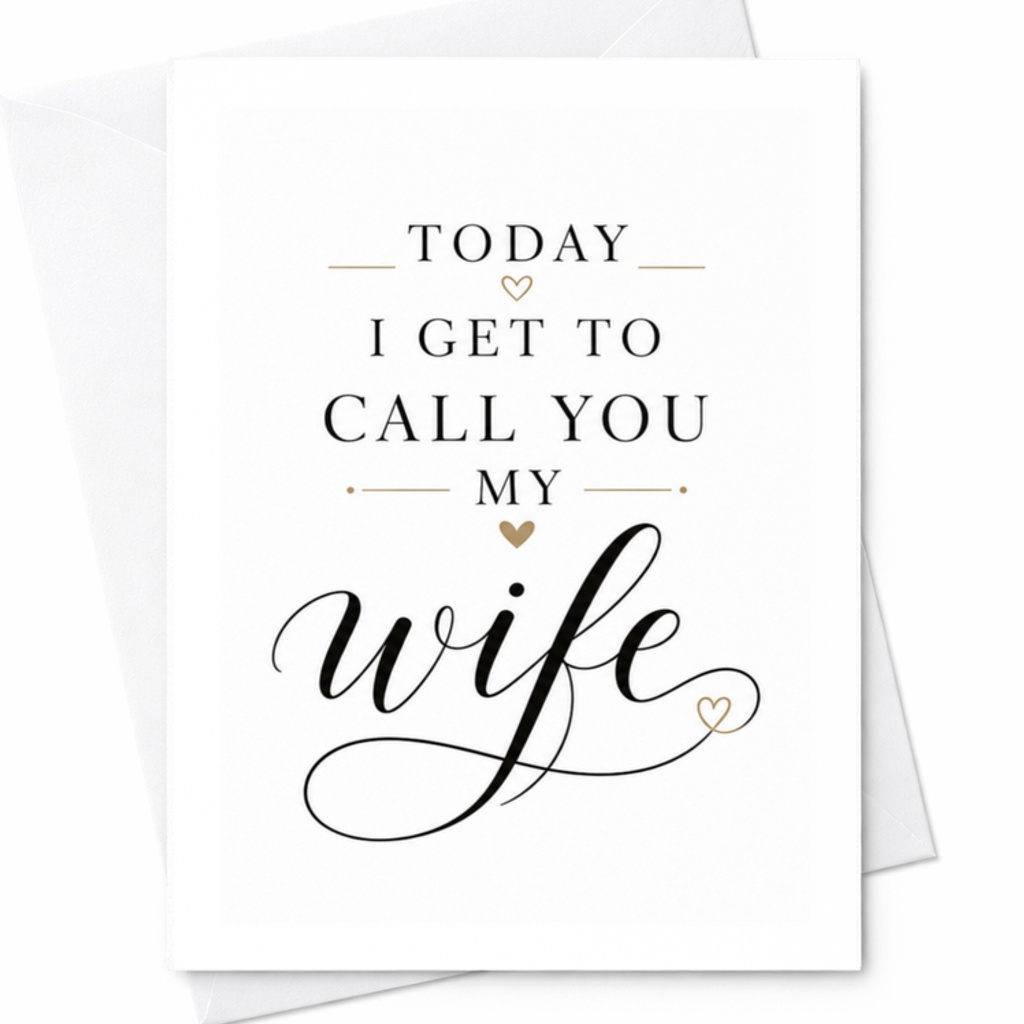 Today I Get To Call You My Wife Wedding Card Romantic Marriage Ceremony Bride Groom Love Newlyweds Sentimental Greeting C3145