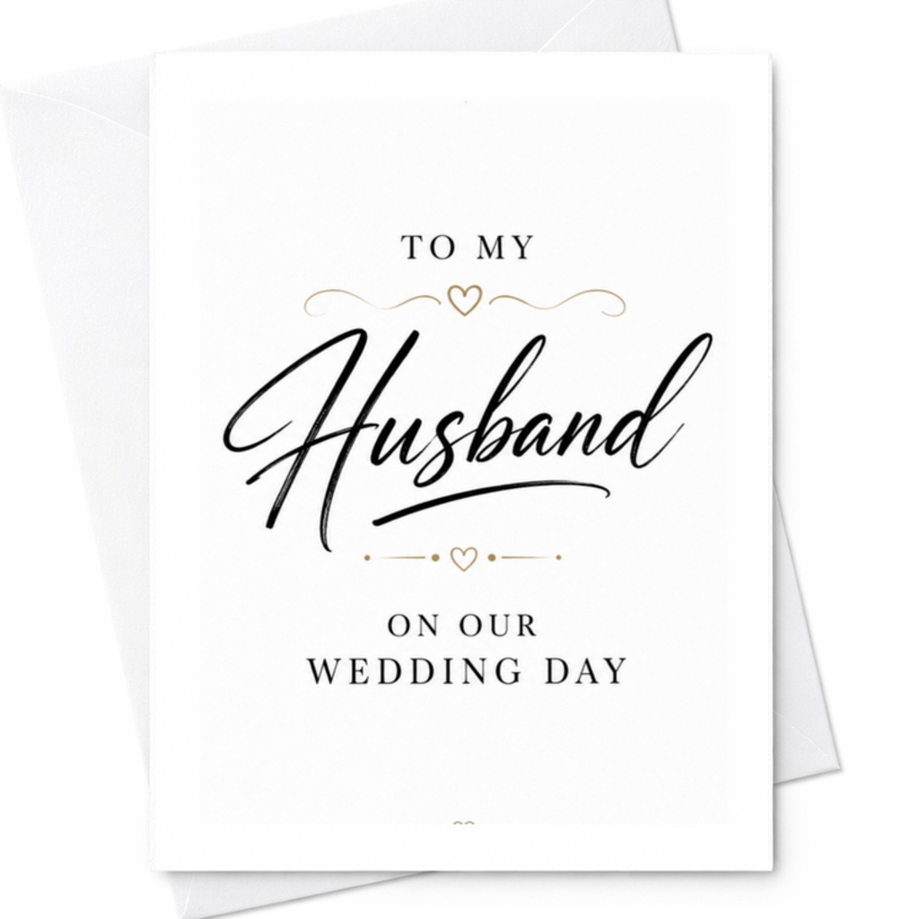 To My Husband On Our Wedding Day Romantic Wedding Card For Groom Sentimental Marriage Ceremony Love Note For Husband C3148