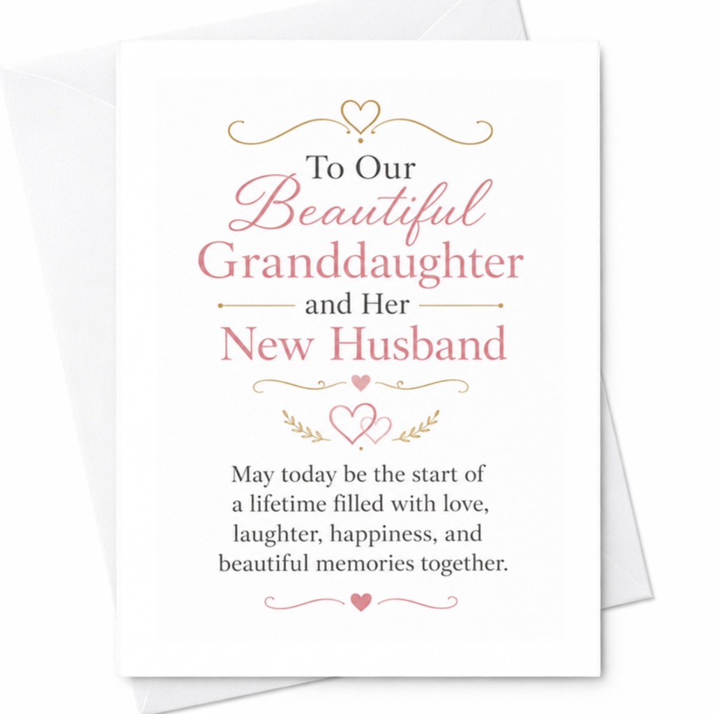 To Our Beautiful Granddaughter And Her New Husband Wedding Card Sweet Marriage Congratulations Card For Newlyweds C3153