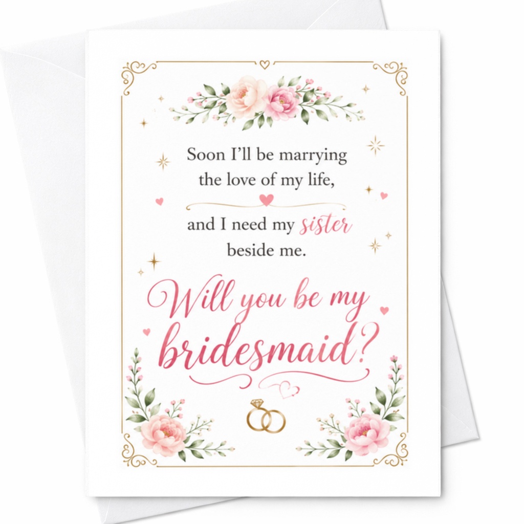 Will You Be My Bridesmaid Wedding Card Sister Proposal Floral Cute Bridesmaid Invitation Card For Sister Wedding C3171