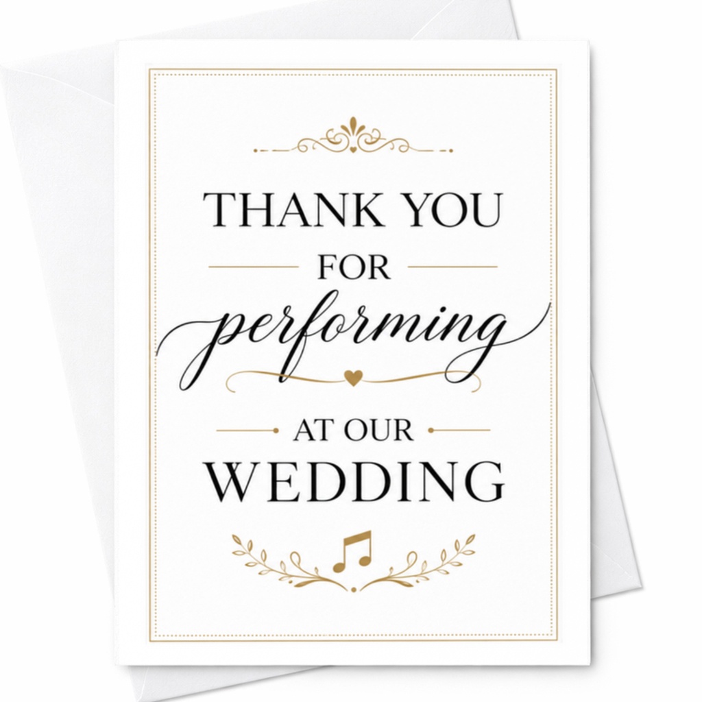 Thank You For Performing At Our Wedding Card Wedding Appreciation Card For Musicians Band Dj Performer Cute Wedding Vendor Card C3158