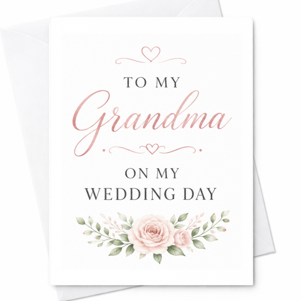 To My Grandma On My Wedding Day Card Sweet Wedding Card For Grandma Thoughtful Marriage Celebration Keepsake Floral C3162