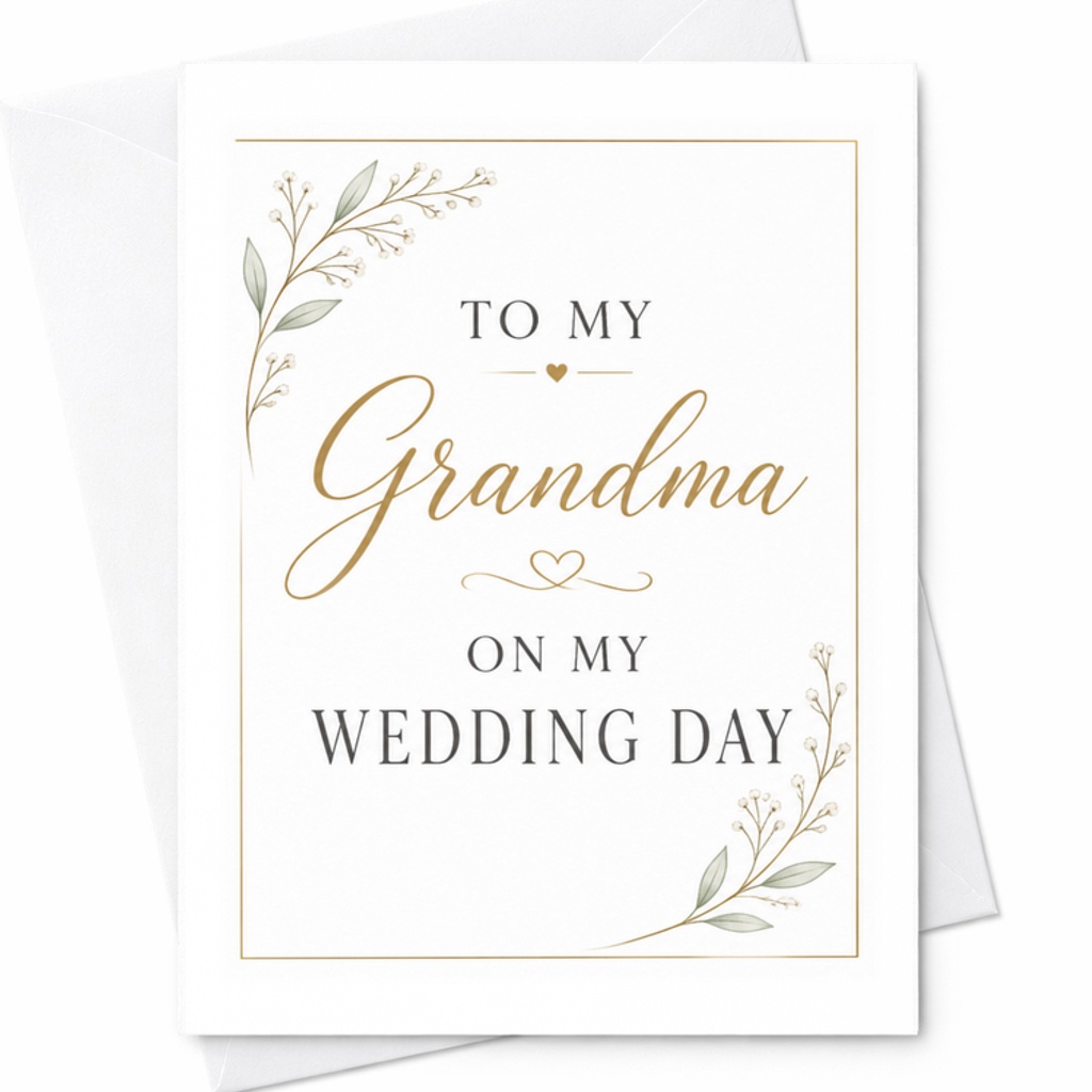 To My Grandma On My Wedding Day Card Wedding Card For Grandma Sentimental Wedding Greeting Card For Bride's Grandmother C3163