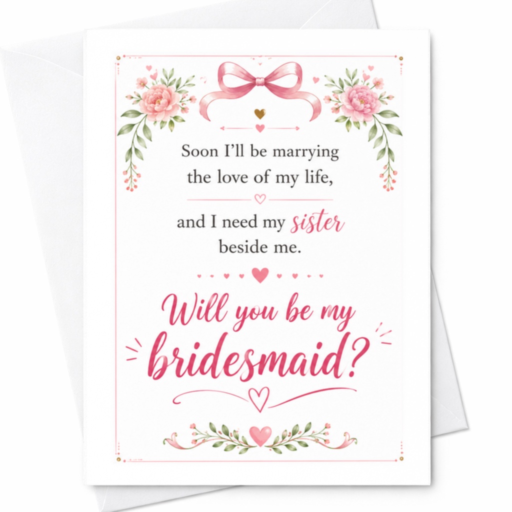Soon I'll Be Marrying The Love Of My Life Sister Bridesmaid Proposal Card Wedding Invitation Floral Cute Card C3170
