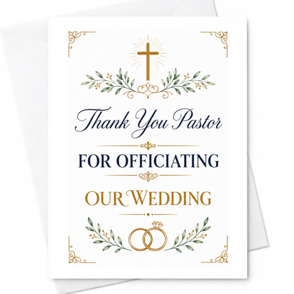 Thank You Pastor For Officiating Our Wedding Card Christian Officiant Appreciation Minister Bride Groom Church Ceremony C3184