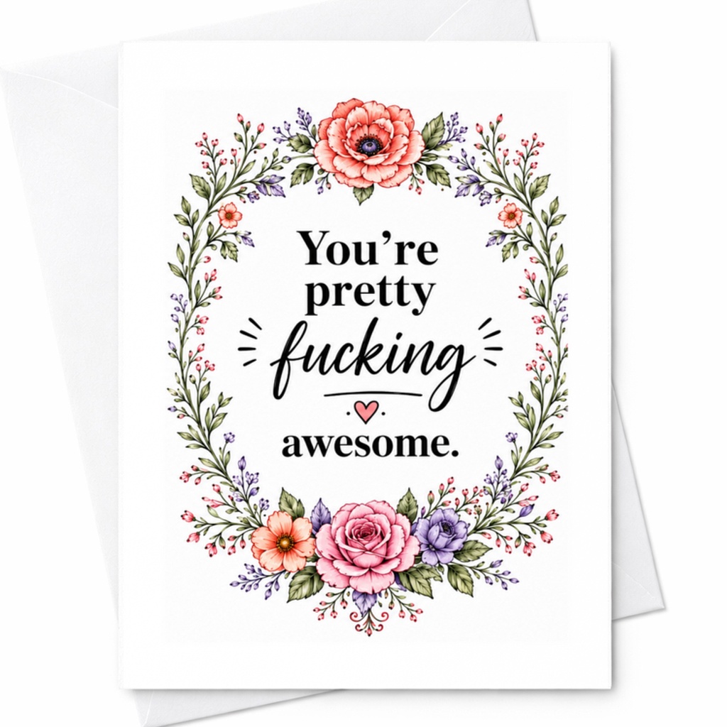 You're Pretty Fucking Awesome Funny Congratulations Card Floral For Friends Wedding Engagement Celebration C3192