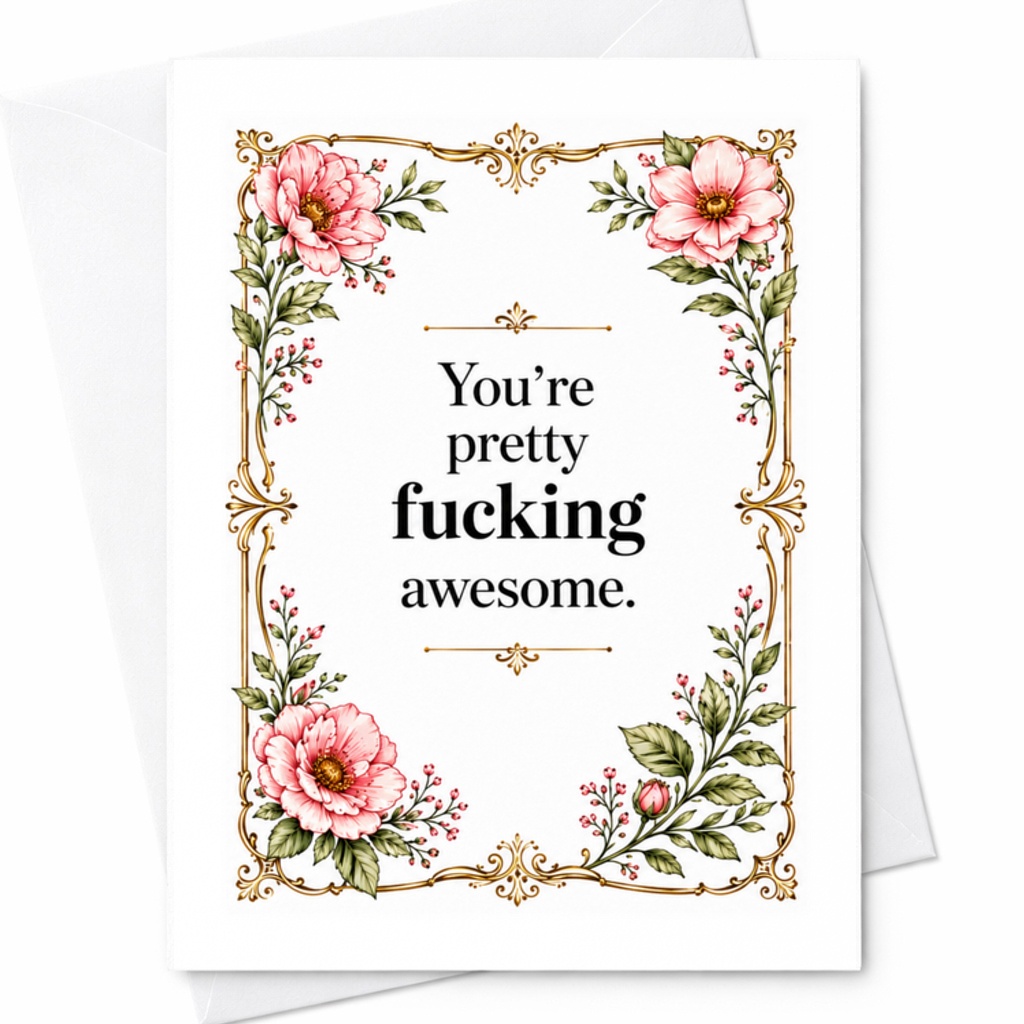 You're Pretty Fucking Awesome Funny Congratulations Card Floral For Friends Family Celebration Encouragement Support C3193