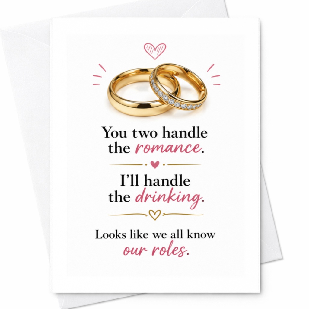 You Two Handle The Romance I'll Handle The Drinking Funny Wedding Card Bridal Shower Engagement Card For Newlyweds C3203