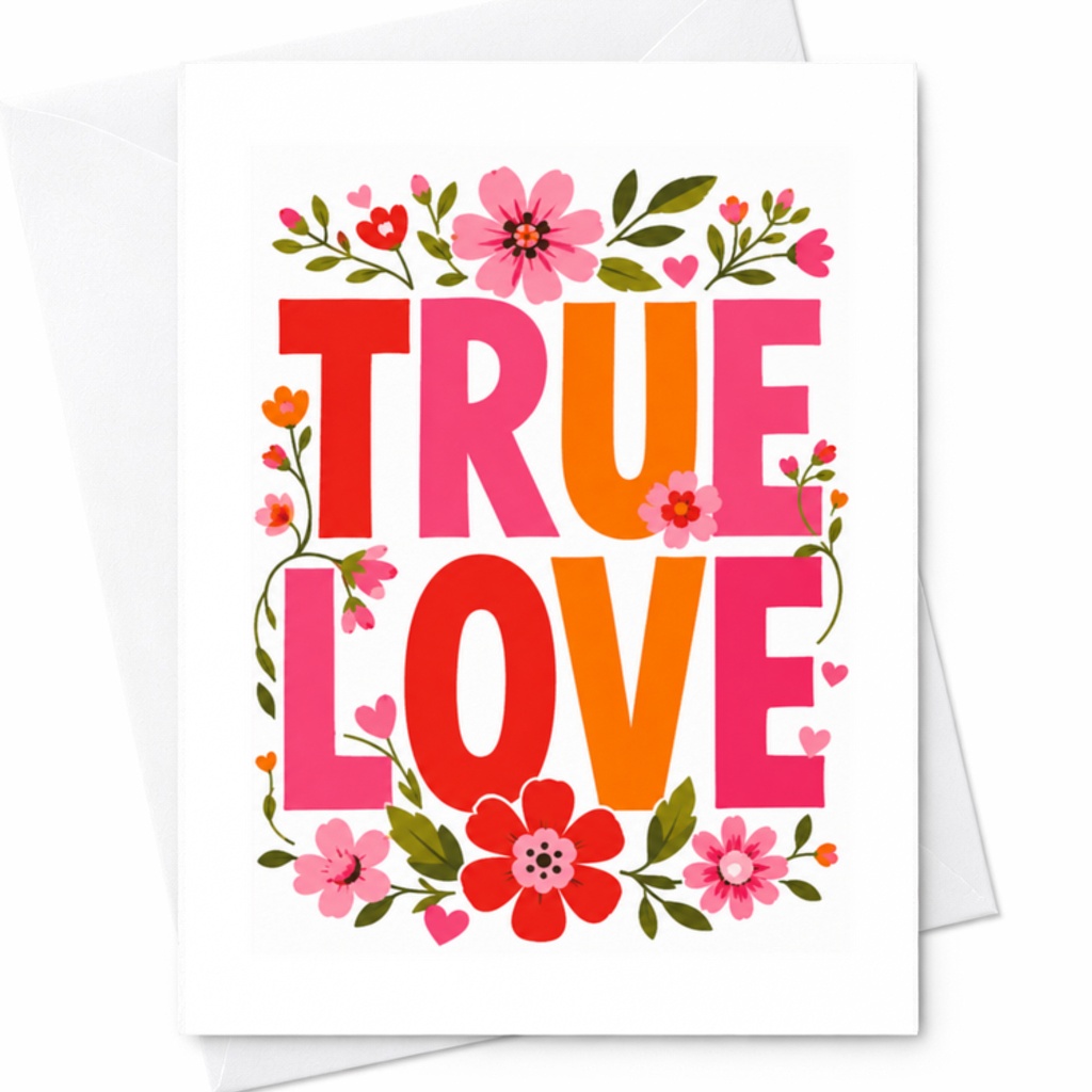 True Love Wedding Card Romantic Floral Anniversary Card For Couple Sweet Love Card Engagement Card C3208