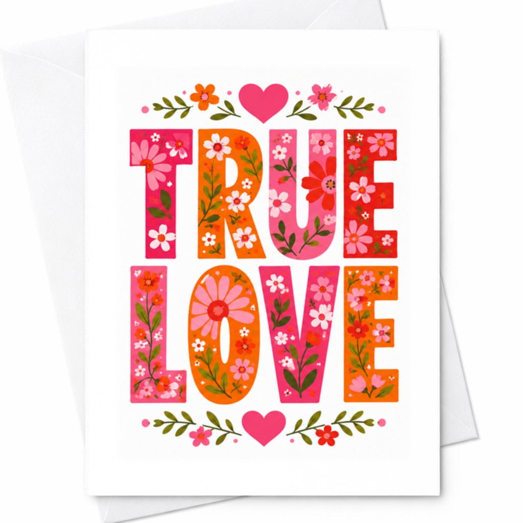 True Love Wedding Card Romantic Floral For Couples Anniversary Engagement Sweetheart Marriage Celebration C3209