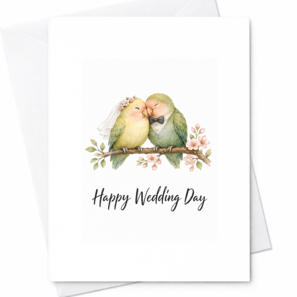 Happy Wedding Day Card Cute Lovebirds Wedding Card For Couple Bride Groom Romantic Marriage Congratulations Card C3210