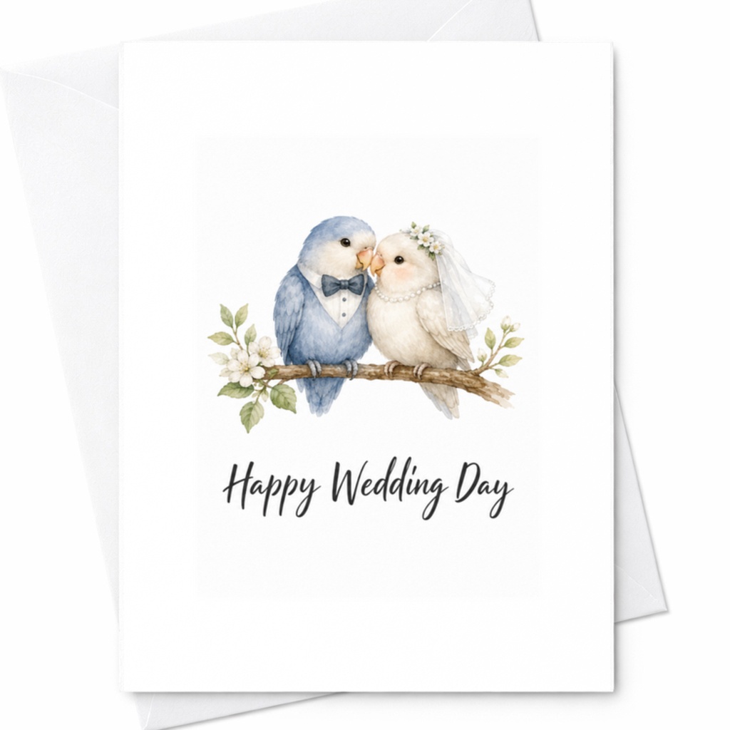 Happy Wedding Day Card Cute Lovebirds Wedding Card For Couple Bride Groom Romantic Marriage Congratulations Card C3211