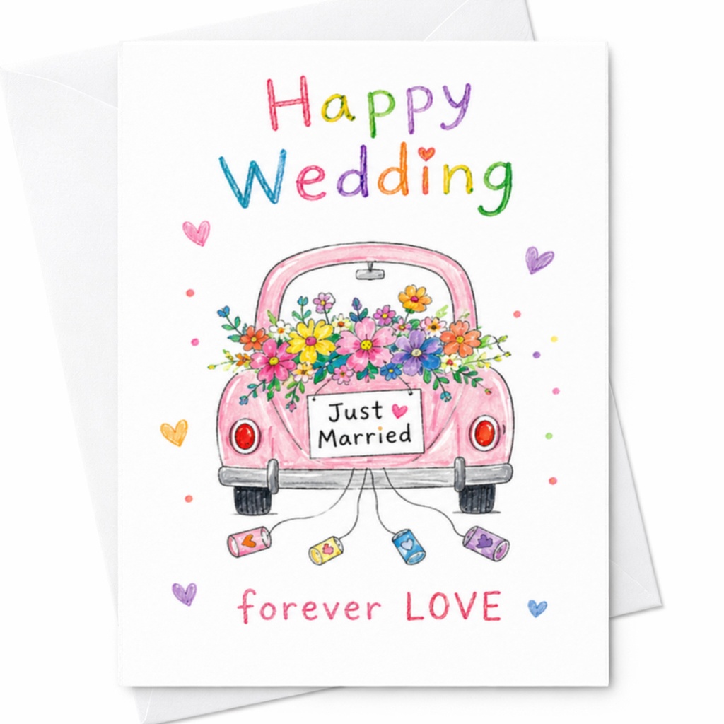 Happy Wedding Forever Love Card Just Married Cute Wedding Card For Newlyweds Romantic Congratulations Card For Couple C3217