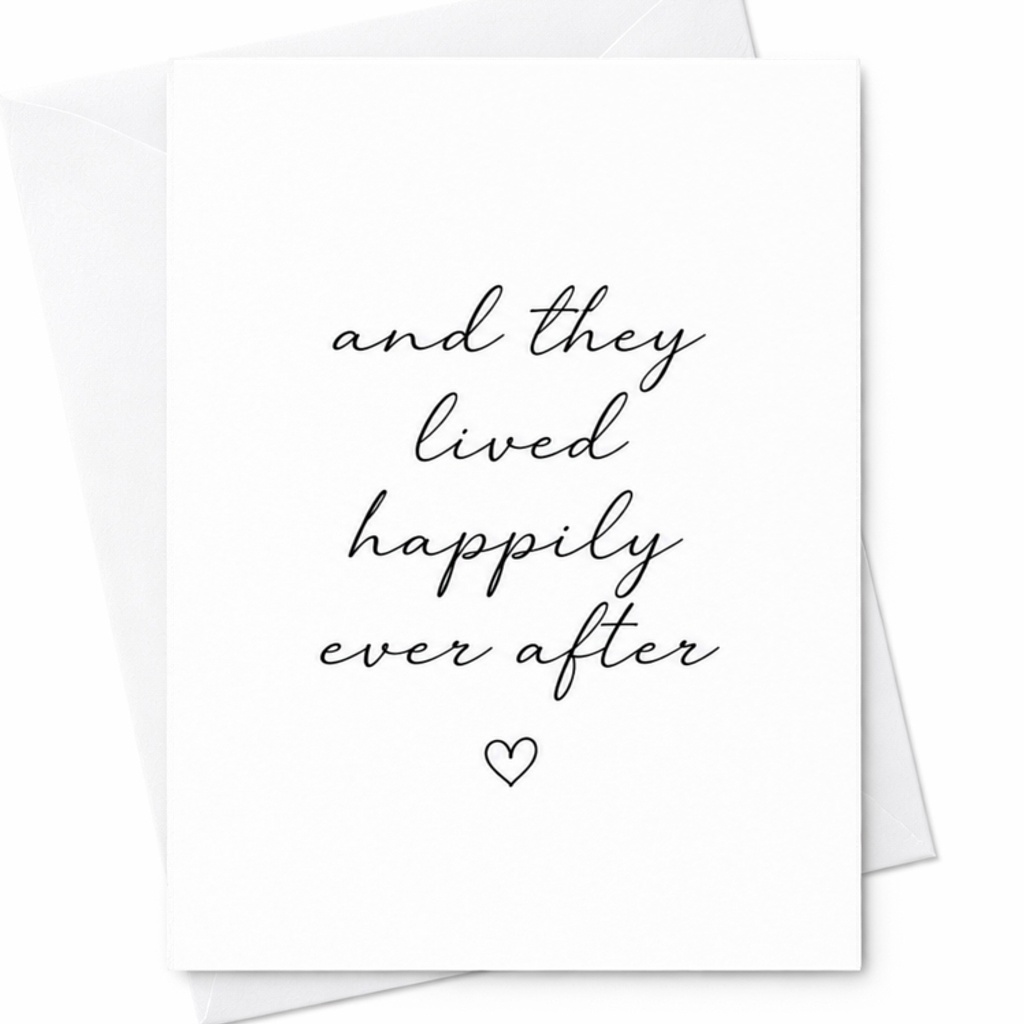 And They Lived Happily Ever After Wedding Card Romantic Newlywed Couple Marriage Congratulations Sweet Love Card C3219