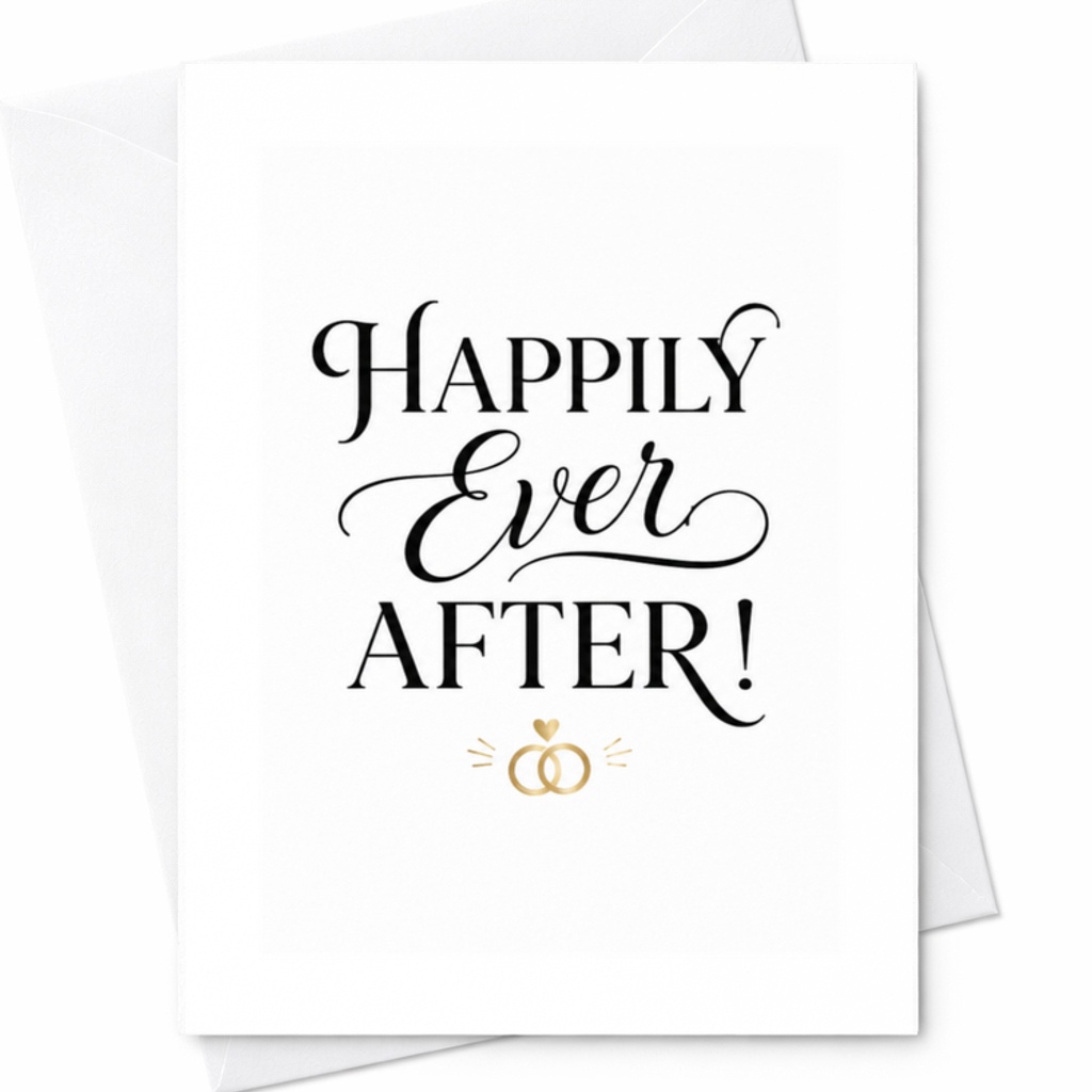 Happily Ever After! Wedding Card Romantic Newlywed Couple Marriage Congratulations Elegant Rings Engagement Card C3220