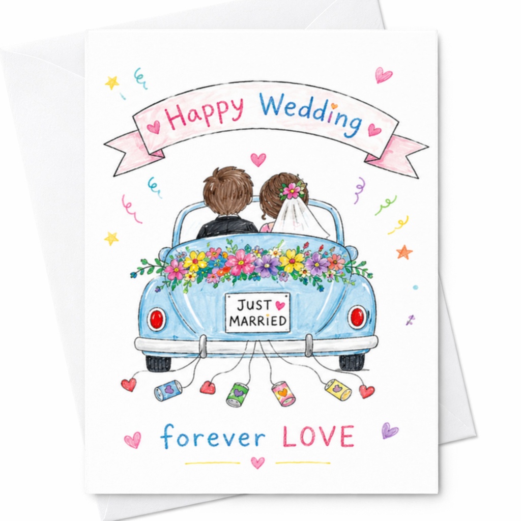 Happy Wedding Forever Love Card Just Married Cute Wedding Card For Newlyweds Romantic Congratulations Card For Couple C3216