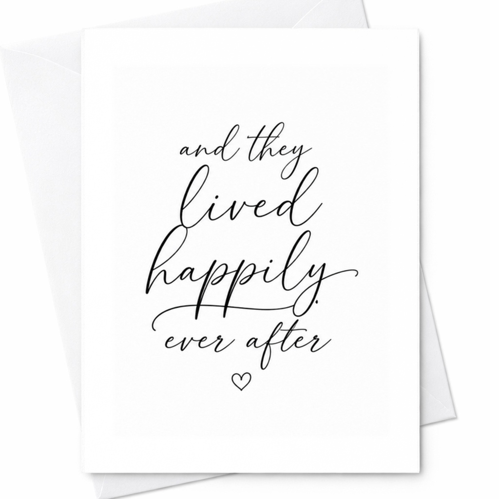 And They Lived Happily Ever After Wedding Card Romantic Newlywed Couple Marriage Congratulations Cute Love Card C3218