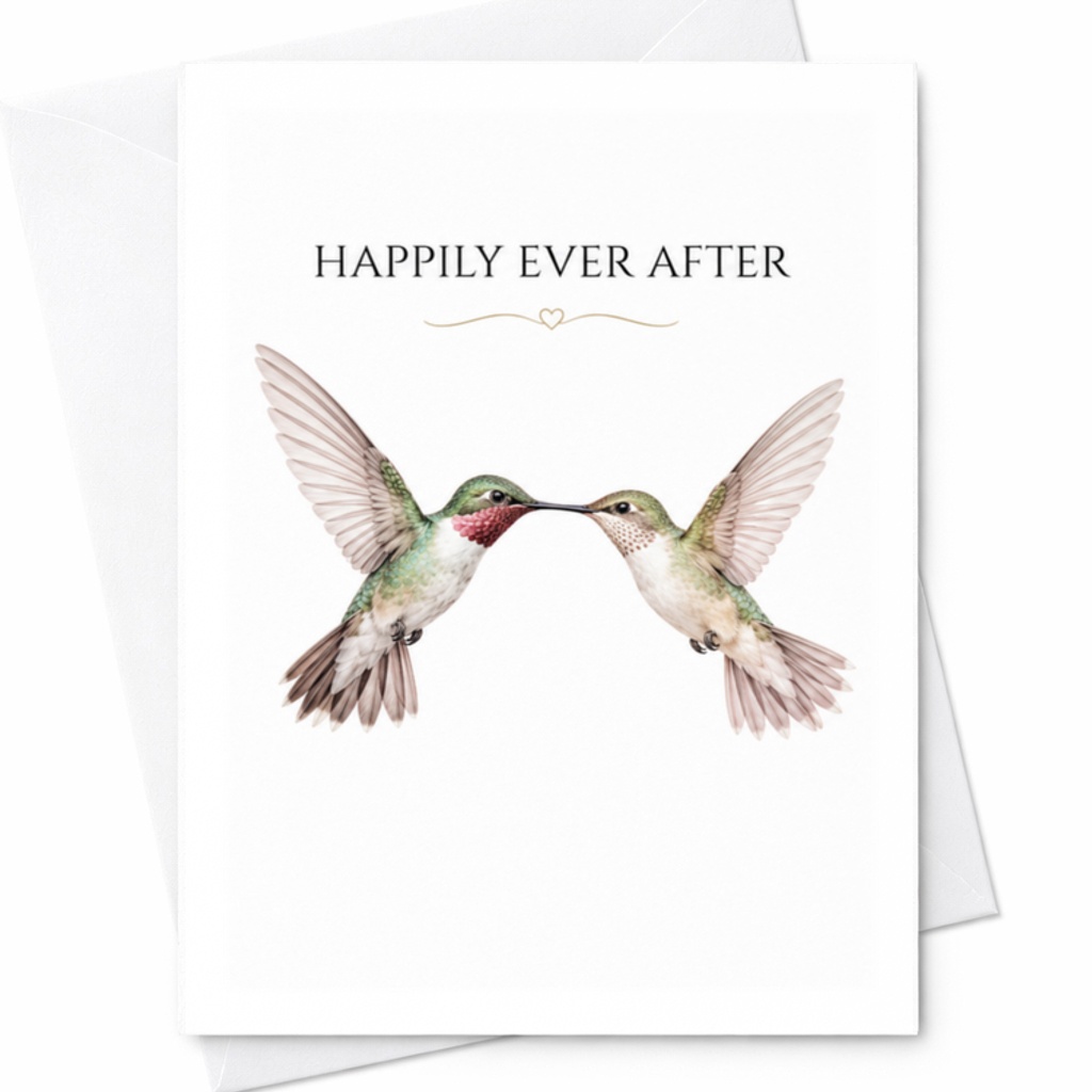 Happily Ever After Wedding Card Cute Romantic Newlyweds Congratulations Card Hummingbird For Bride And Groom C3227