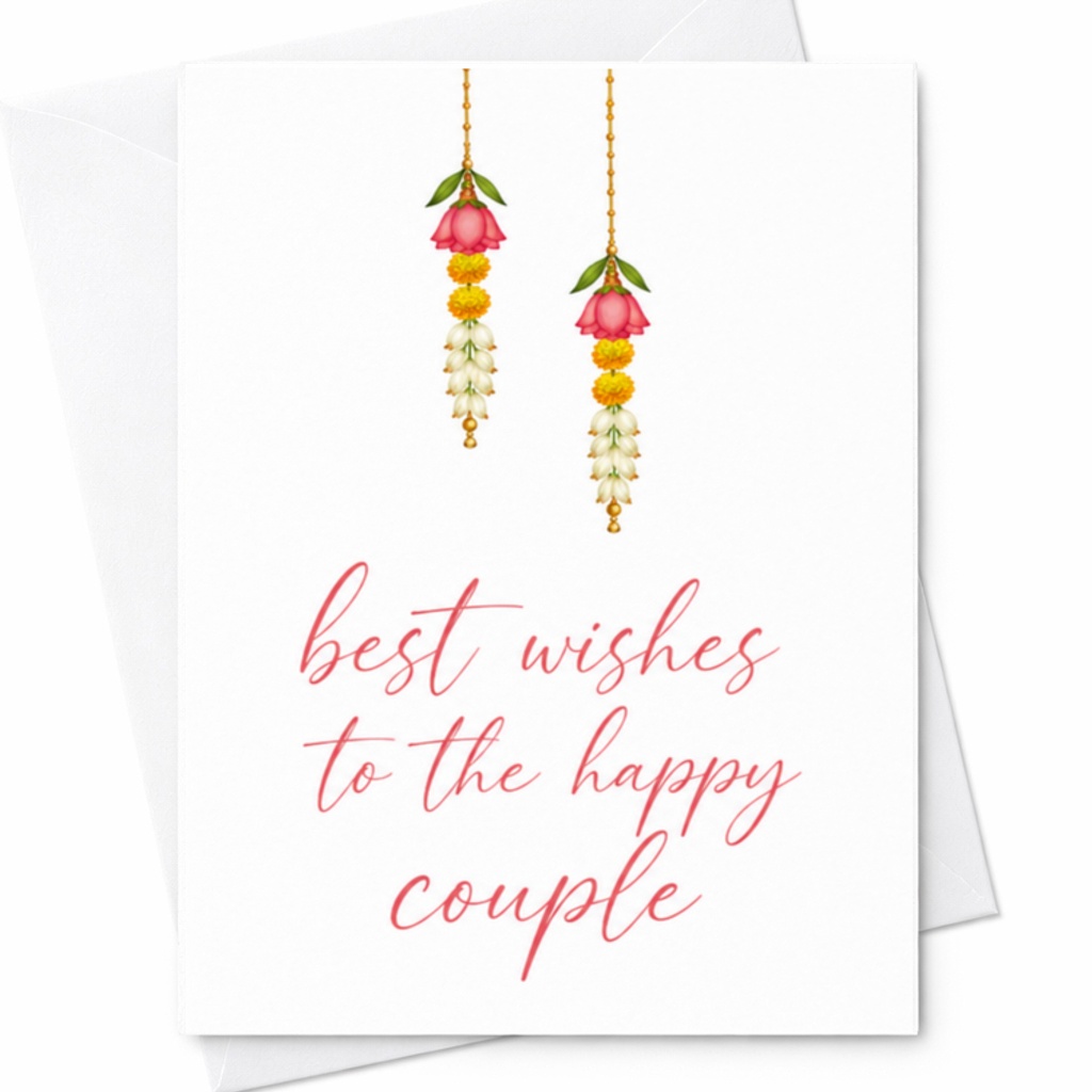 Best Wishes To The Happy Couple Wedding Card Congratulations Newlyweds Floral Romantic Greeting Card For Bride And Groom C3228