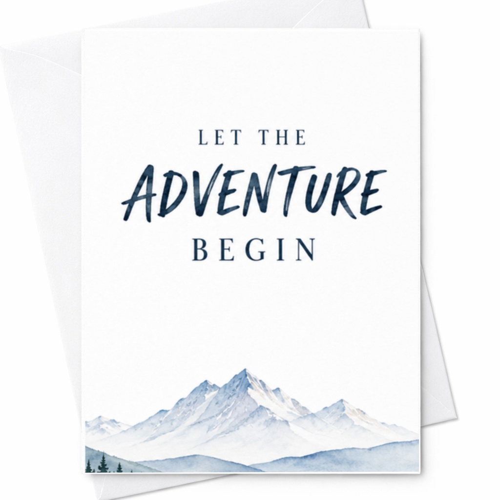 Let The Adventure Begin Wedding Card Mountain Landscape Newlyweds Adventure Theme Engagement Card For Couple Romantic C3241