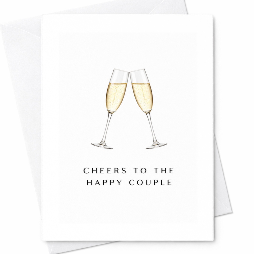 Cheers To The Happy Couple Wedding Card Champagne Glasses Celebration Newlyweds Congratulations Card For Bride And Groom C3249