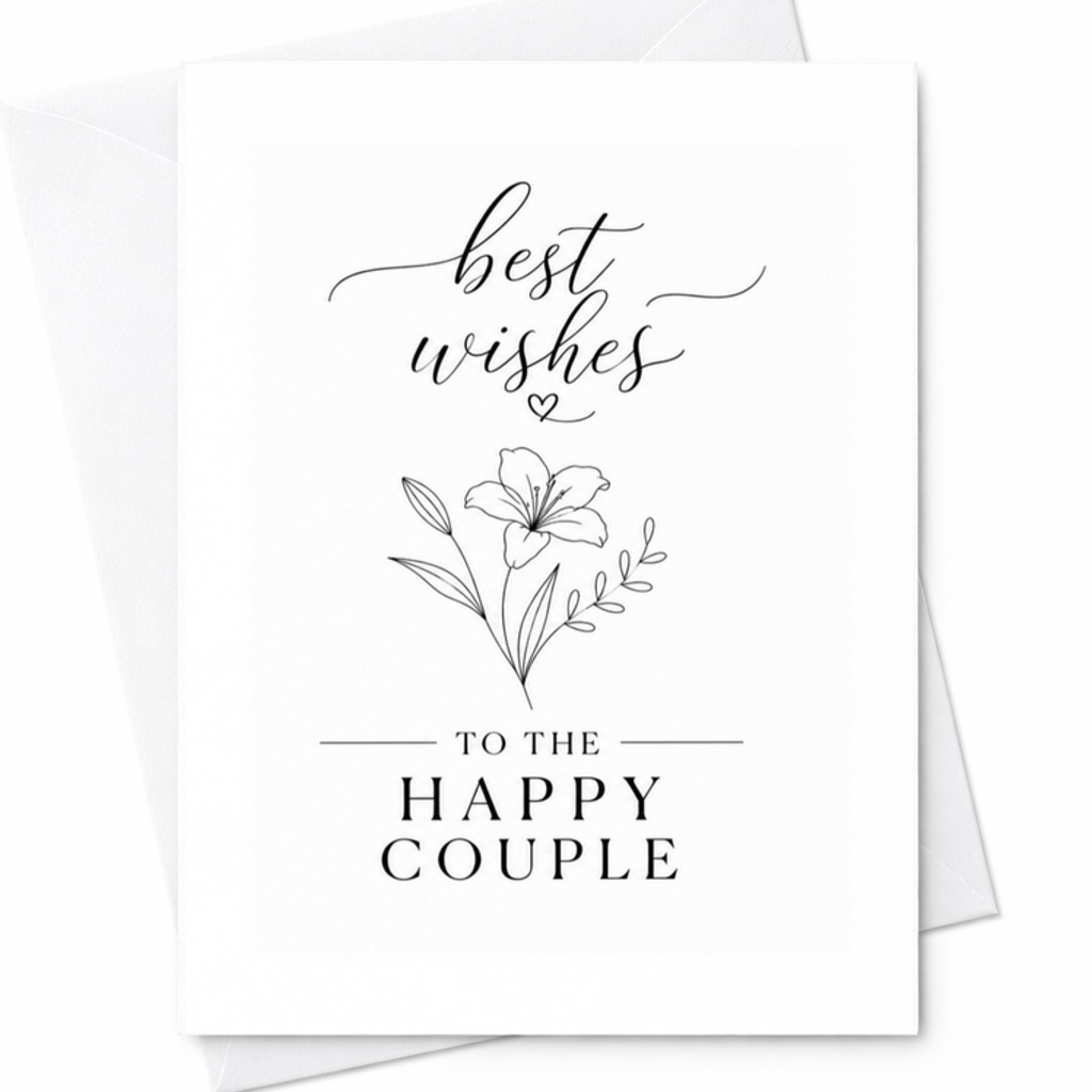 Best Wishes To The Happy Couple Wedding Card Floral Illustration For Newlyweds Romantic Greeting Card Marriage Congratulations C3252