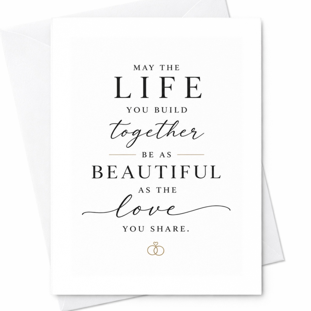 May The Life You Build Together Be As Beautiful As The Love You Share Wedding Card For Couple Romantic Marriage Congratulations C3254