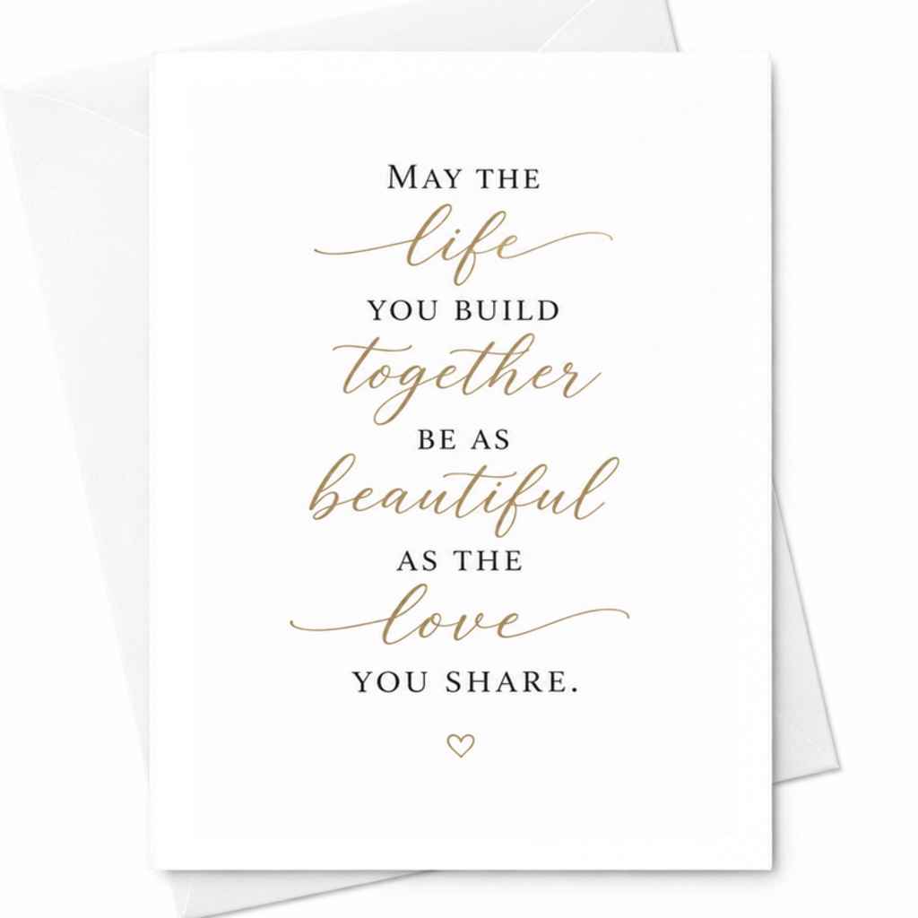 May The Life You Build Together Wedding Card Beautiful Love Share Elegant Script For Couple Romantic Marriage Card C3255