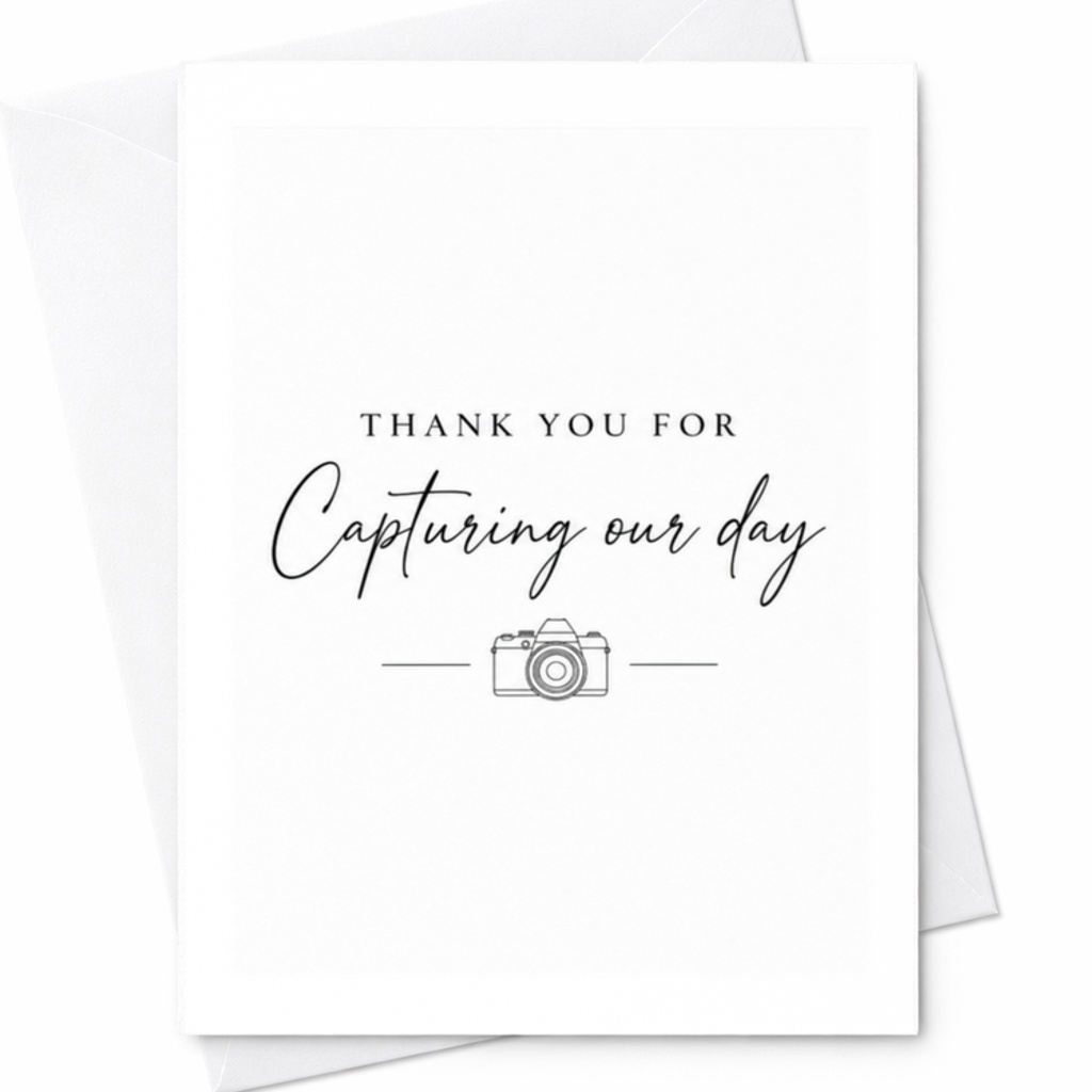 Thank You For Capturing Our Day Photographer Appreciation Card Wedding Photography Thank You Card Camera Illustration C3260