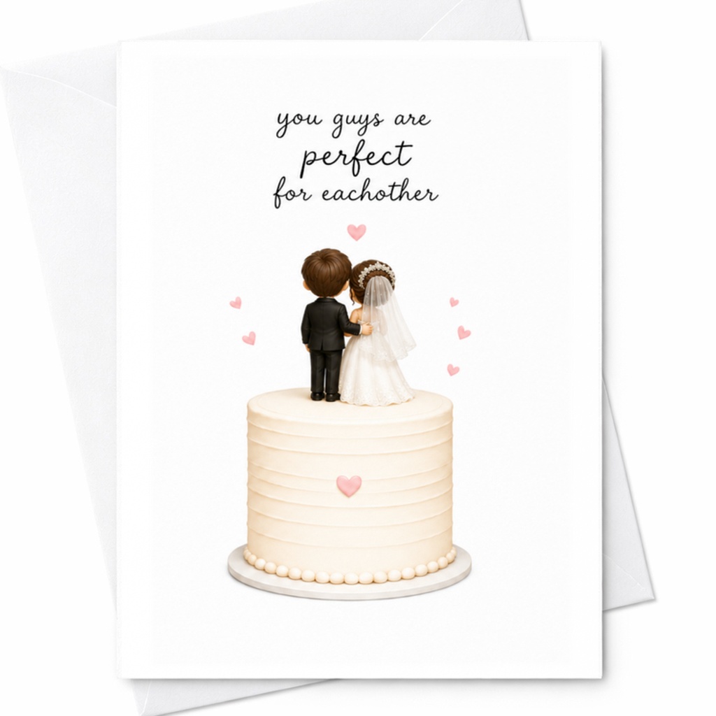 You Guys Are Perfect For Eachother Wedding Card Bride And Groom Cake Topper Cute Romantic Greeting Card For Couple C3262