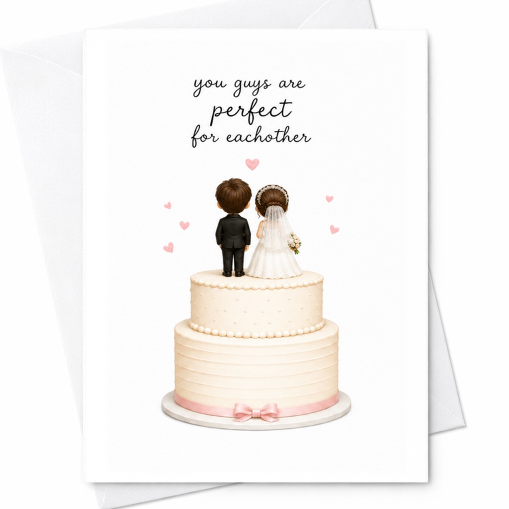 You Guys Are Perfect For Eachother Wedding Card Cute Bride Groom Cake Topper Romantic Greeting Card For Couple Engagement C3263