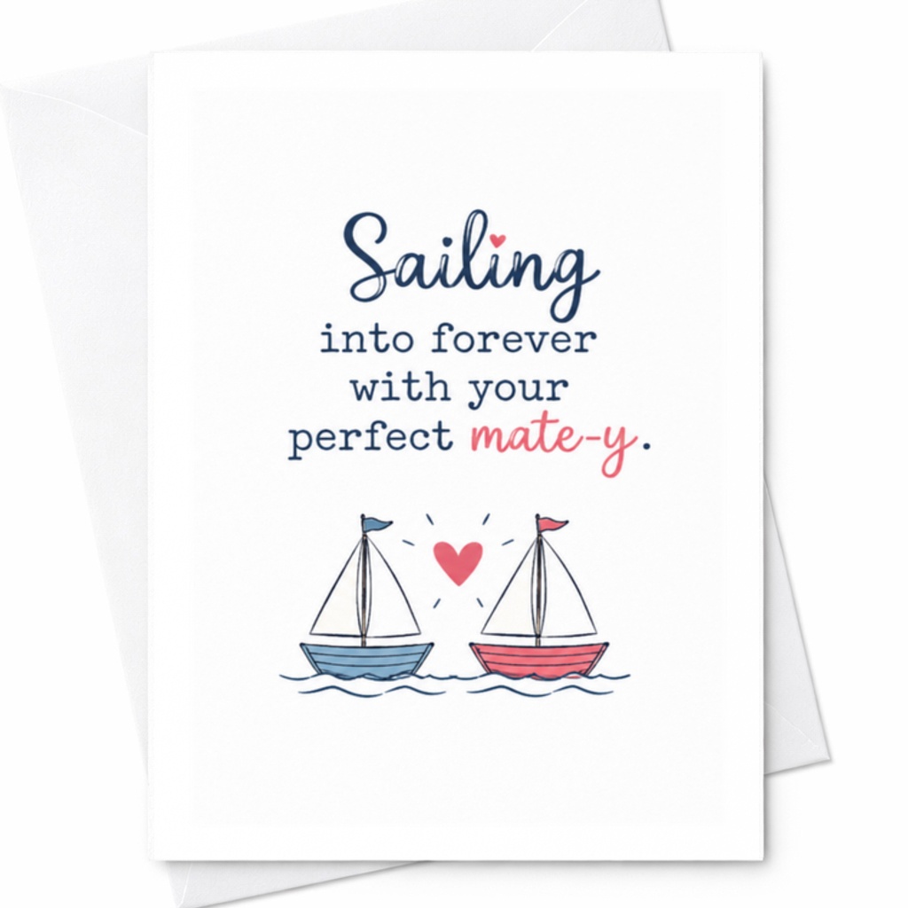 Sailing Into Forever With Your Perfect Mate-Y Wedding Card Nautical Theme For Couple Cute Romantic Sailboat Love Card C3246