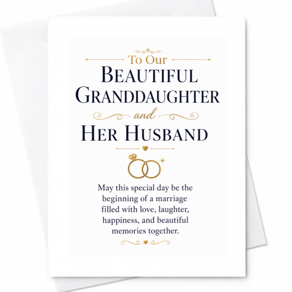 To Our Beautiful Granddaughter And Her Husband Wedding Card Marriage Congratulations Granddaughter New Husband Elegant C3270