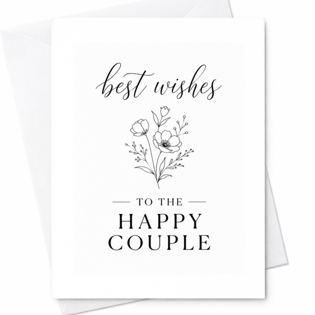 Best Wishes To The Happy Couple Wedding Card Floral Illustration For Newlyweds Engagement Congratulations Romantic Greeting Card C3253