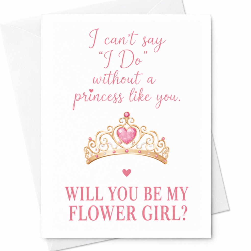 I Can't Say "i Do" Without A Princess Like You. Will You Be My Flower Girl? Wedding Proposal Card Cute Flower Girl Invitation C3275