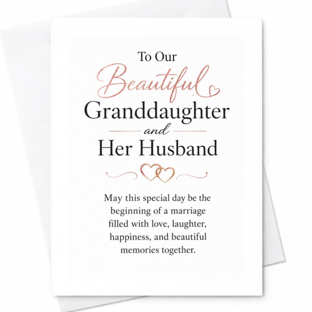 To Our Beautiful Granddaughter And Her Husband Wedding Card Marriage Congratulations Love Happiness Family Gift C3271