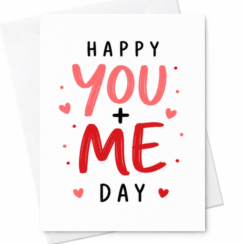 Happy You + Me Day Anniversary Card Romantic Hearts For Couple Love Card Cute Sweetheart Celebration C3285