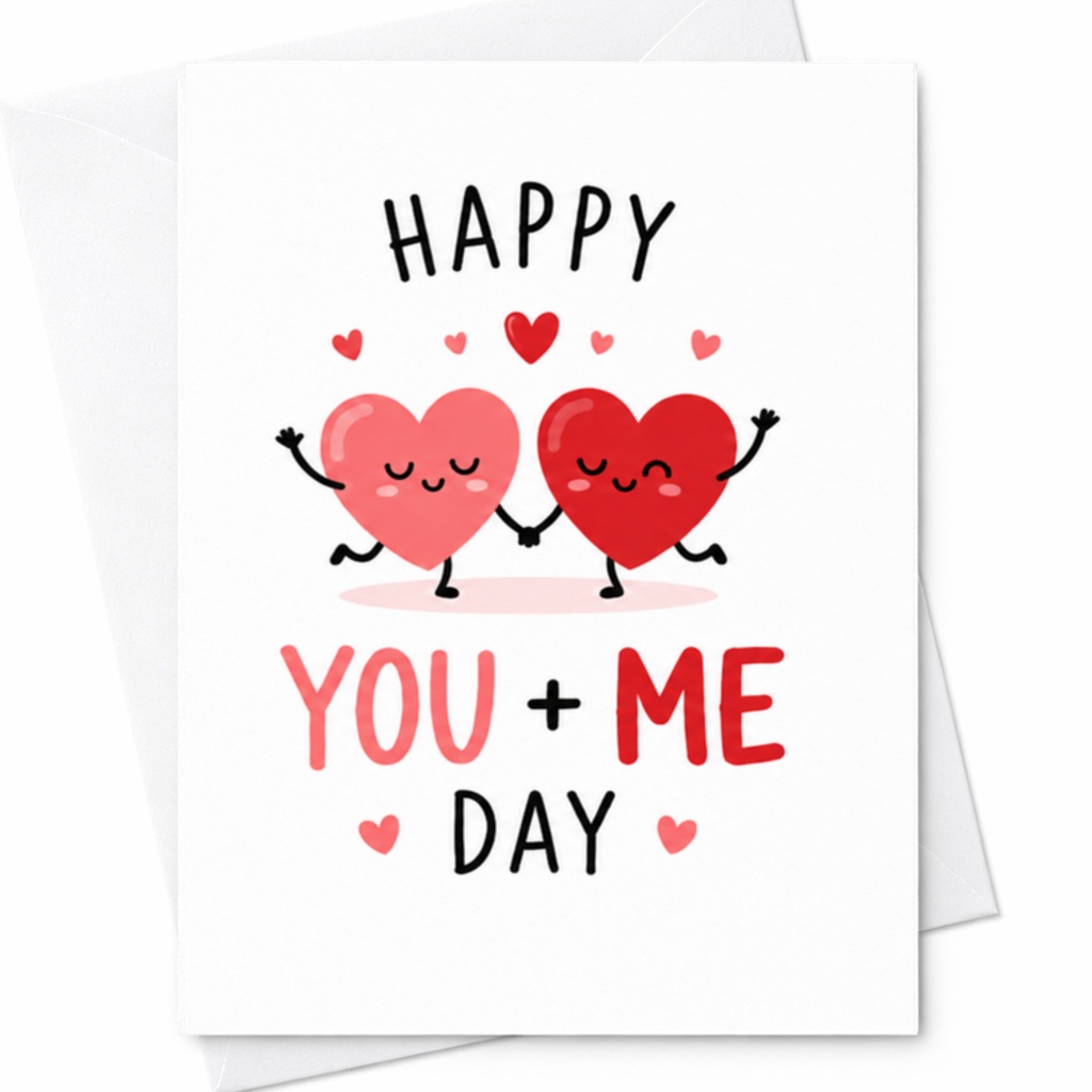Happy You + Me Day Valentines Day Card Cute Romantic Love Card For Couple Sweetheart Anniversary Card Cute Hearts C3286