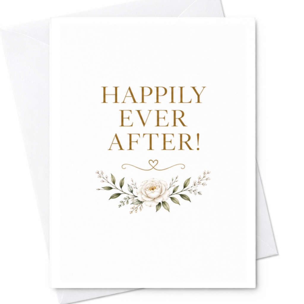 Happily Ever After! Wedding Card Elegant Floral For Bride Groom Romantic Keepsake Anniversary Card C3288
