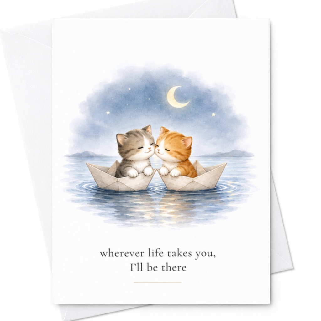 Wherever Life Takes You, I'll Be There Romantic Love Card Cute Cats Anniversary Card For Couple Sweet Sentimental Greeting Card C3296