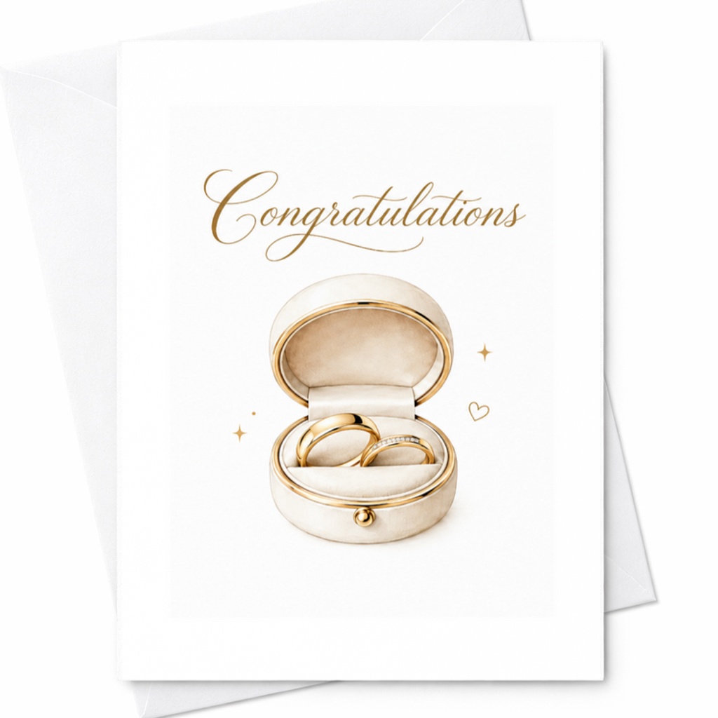 Congratulations Wedding Card Elegant Rings Engagement Card For Newlyweds Marriage Celebration Couple Romantic C3307